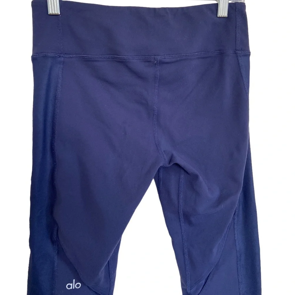 ALO Yoga Navy Blue Mesh Panels Leggings